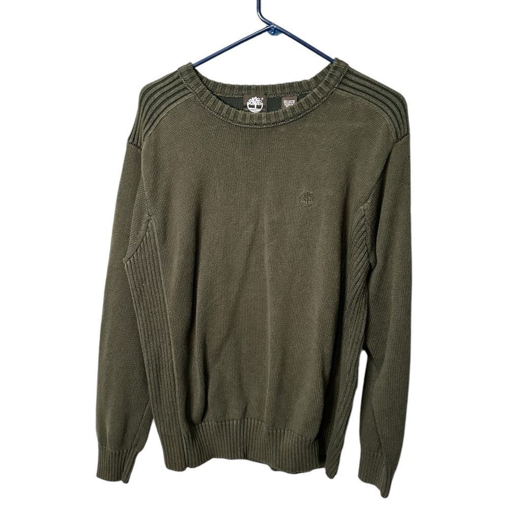 Timberland Pullover Crew Neck Sweater - Dark Green - Knit - Cotton - Large